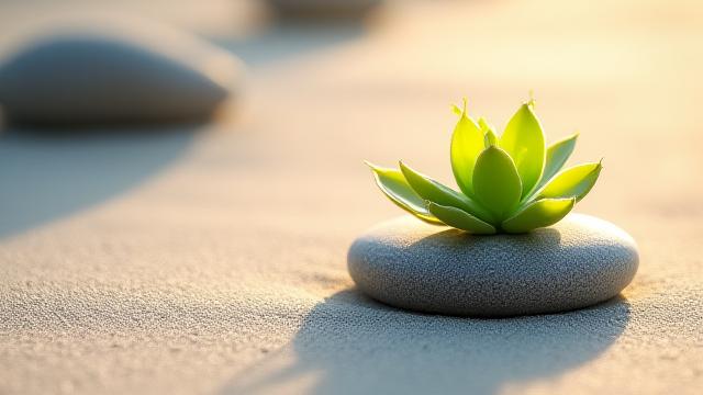 Copertina playlist Pausa Rigenerante con un'immagine luminosa e rilassante di un giardino zen