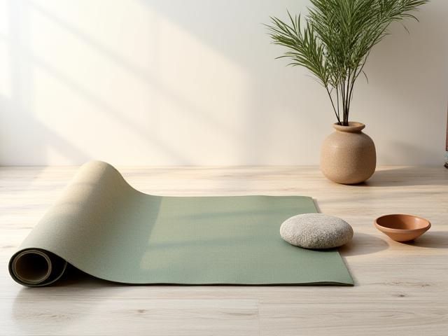 Tappetino da yoga in materiale ecologico con accessori per la meditazione